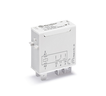 Finder Миниатюрное промышленное электромеханическое реле; монтаж в розетку или наконечники Faston (4.8х0.5мм); 1СO 16A; контакты AgSnO2; катушка 110В 466191104000T