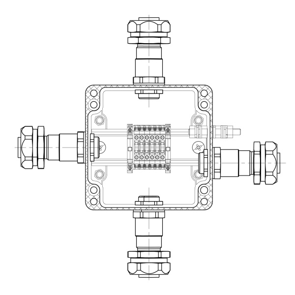 DKC TBE-P-03-(6xCBC.2)-1xKAEPM2MHK-20(A)-1xKAEPM2MHK-20(B)-1xKAEPM2MHK-20(C)-1xKAEPM2MHK-20(D)1Ex e IIC Т5 Gb / Ex tb IIIC T95°C DbIP66 / КЗ