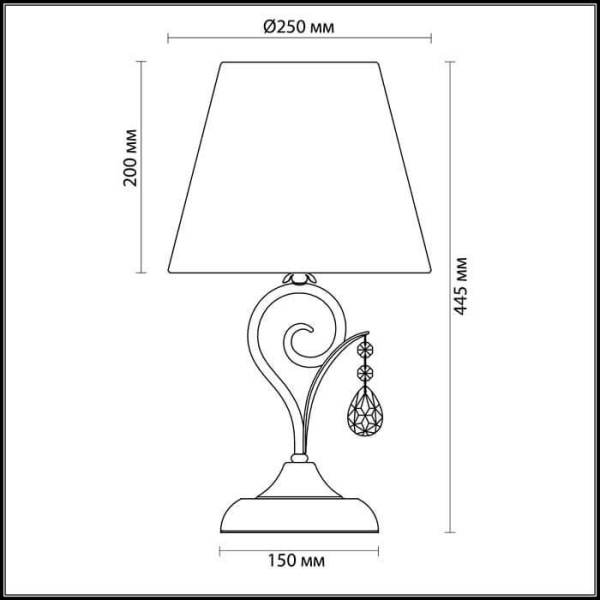Купить Odeon Light 3924/1T ODL18 527 мат.серебро/перламутр/ткань/стекло/хрусталь Настольная лампа IP20 E14 40W 220V MAR