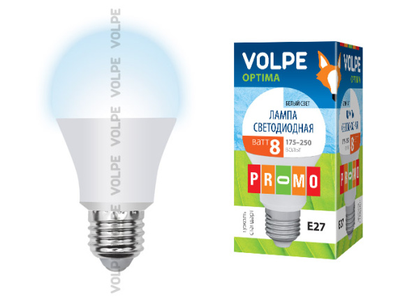 Купить Volpe Лампа LED груша Е27 8W 220V 4500К мат 09944