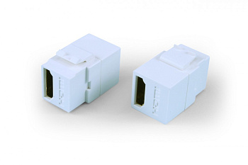 Hyperline KJ1-HDMI-AL18-WH Вставка формата Keystone Jack с проходным адаптером HDMI (Type A), long body (29.7 мм), ROHS, белая 247094