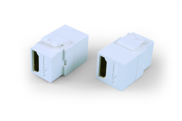 Hyperline KJ1-HDMI-AL18-WH Вставка формата Keystone Jack с проходным адаптером HDMI (Type A), long body (29.7 мм), ROHS, белая 247094