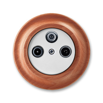 ABB Decento Белый фарфор/Натуральное дерево "Вишня" Розетка TV-R-SAT  единственная 2CHK080403C4052