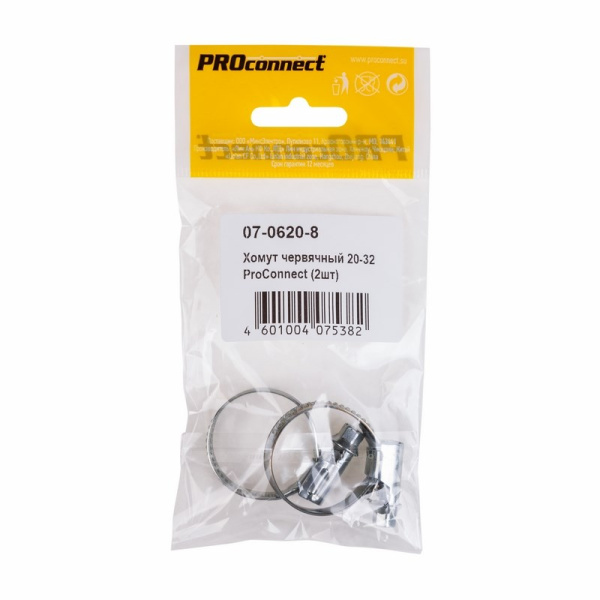 PROconnect Хомут-стяжка кабельная стальная червячная 20-32 мм, упаковка 2 шт. 07-0620-8