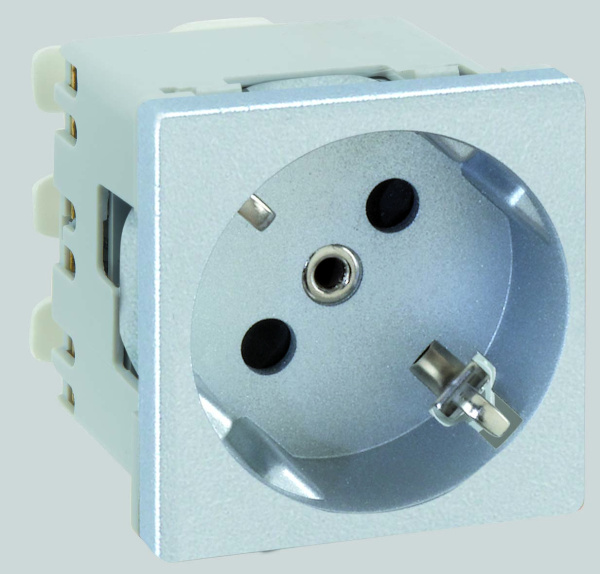 Simon Connect Алюминий Розетка 2к+з Schuko 45х45мм, быстрое соединение K11-8