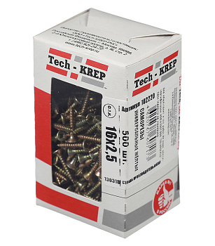 Tech-Krep Саморезы универсальные  16х2,5 мм (500 шт) желтые - коробка с ок. 102220