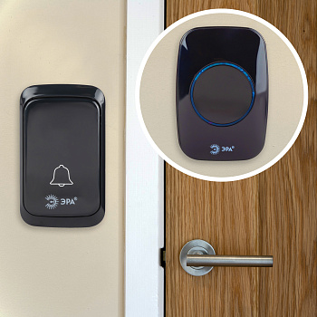 ЭРА Звонок дверной C88 беспроводной, от сети, черный, 36 мелодий