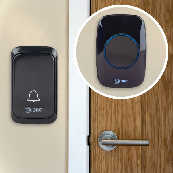ЭРА Звонок дверной C88 беспроводной, от сети, черный, 36 мелодий