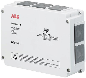 ABB DLR/A4.8.1.1 Контроллер освещения DALI, 8 групп, 4 канала для датчиков света, накладной монтаж 2CDG110172R0011
