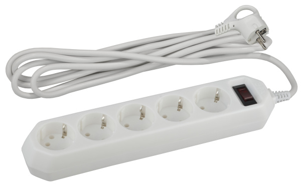 ЭРА USF-5es-1.5m-W Белый Сетевой фильтр базовая защита, с/з, с выкл, 5гн, 1,5м, ПВС, 10А