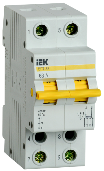 Купить IEK KARAT Выключатель-разъединитель трехпозиционный ВРТ-63 2P 63А