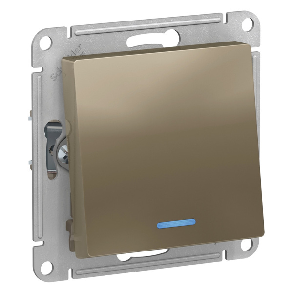 Systeme Electric AtlasDesign Шампань Переключатель 1-клавишный с подсветкой, сх.6а, 10АХ, механизм