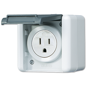 JUNG USA-стандарт NEMA, 2 полюса + заземление, 15А 125V~ для накладного монтажа 821-15USW