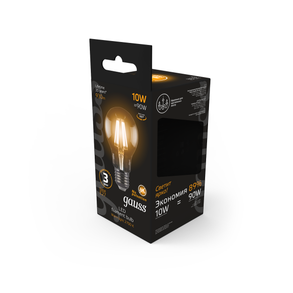 Купить Gauss Лампа Filament А60 10W 930lm 2700К Е27 LED 102802110
