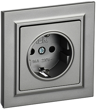 IEK BRITE Сталь Розетка с з/к/ш 16А в сборе РСР14-1-0-БрС