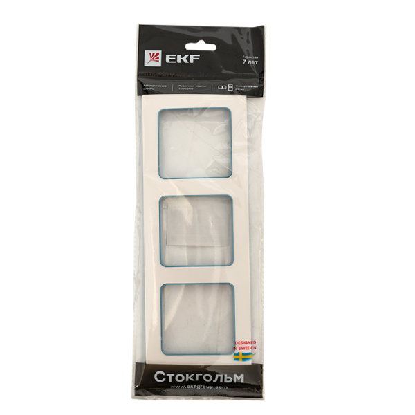 Купить EKF PROxima Стокгольм Белый Линия синяя Рамка 3-ая