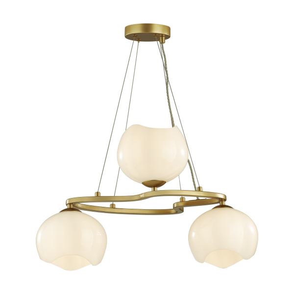 Купить Odeon Light 4873/3 MODERN ODL_EX22 47 золотой/белый/стекло Люстра E14 3*40W WATERLILY