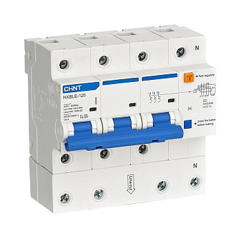 CHINT Диф. автомат NXBLE-125 3P+N 100A, х-ка C 100mA, электронный тип AС, х-ка С, 10kA 820606