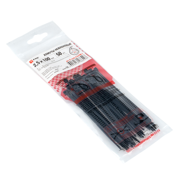 Купить EKF PROxima Хомут P6.6 стандартный (ч), 2.5x100 (50шт) FlexLock