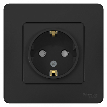 Systeme Electric Blanca внутр Антрацит Розетка с/з со шторками, 16А, 250В