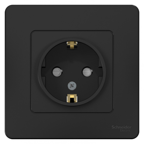 Systeme Electric Blanca внутр Антрацит Розетка с/з со шторками, 16А, 250В