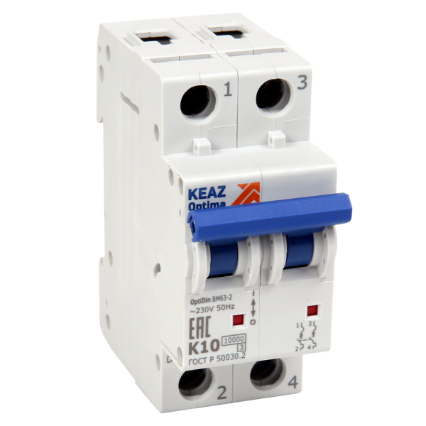 КЭАЗ OptiDin BM63 Автоматический выключатель 2P 2A Z 10кА AC (BM63-2NZ2-10-УХЛ3) 262705