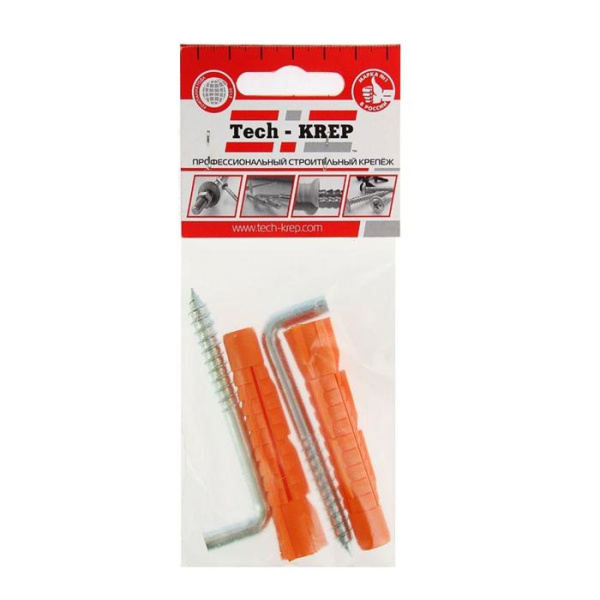 Купить Tech-Krep Шуруп-костыль 5х65 с унив. дюбелем 8,0х51 (2 шт) - пакет 114325