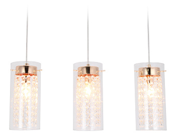 Ambrella Подвесной светильник с хрусталем TR3663/3 GD/CL золото/прозрачный E14/3 max 40W 560*110*800