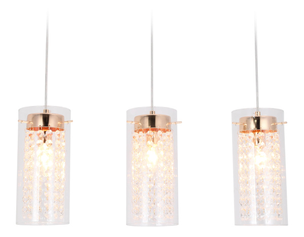 Ambrella Подвесной светильник с хрусталем TR3663/3 GD/CL золото/прозрачный E14/3 max 40W 560*110*800