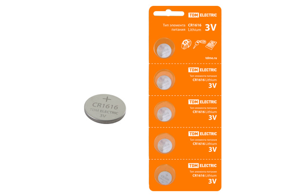 TDM Элемент питания CR1616 Lithium 3V BP-5 SQ1702-0025