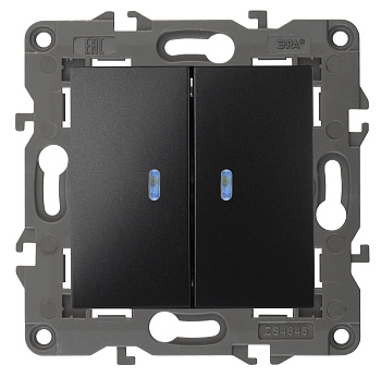 ЭРА 14-1105-05 Elegance Антрацит Выключатель 2-кл с подсветкой