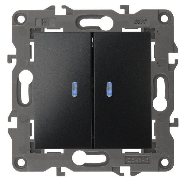 ЭРА 14-1105-05 Elegance Антрацит Выключатель 2-кл с подсветкой