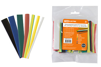 TDM Термоусаживаемая трубка ТУТнг 4/2, 6/3, 8/4, 10/5, 12/6 набор (7 цветов по 1 шт. 100мм) SQ0518-0515