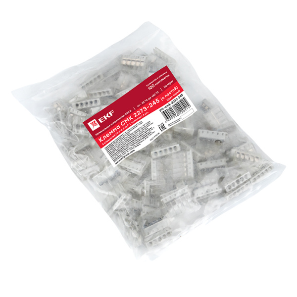 Купить EKF PROxima Строительно-монтажная клемма СМК 2273-245 (с пастой) 5 отверстий 0,5-2.5мм2 (100шт.)