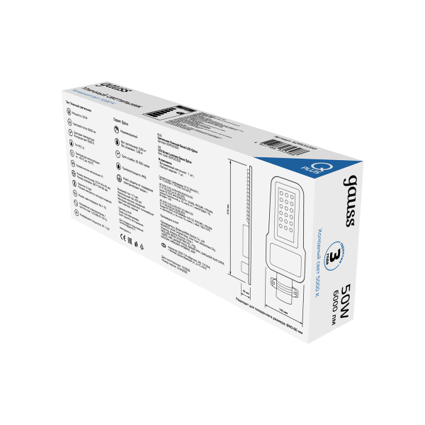 Купить Gauss Светильник уличный Qplus 50W 6000lm 5000K 120-260V IP65 370*145*45мм черный КСС "Ш" LED 629535350