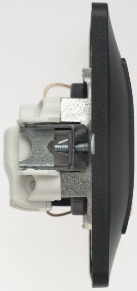 Купить Systeme Electric Glossa Антрацит Розетка с/з со шторками, 16А (в сборе)