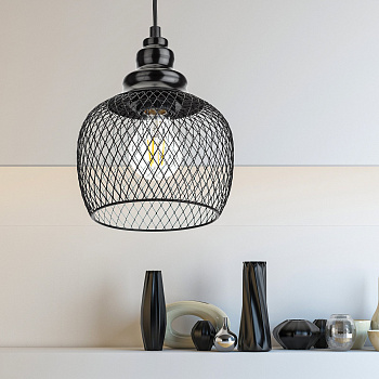 ЭРА PL8 BK Черный Подвес металлический, E27, max 60W, d170 мм