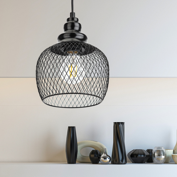 ЭРА PL8 BK Черный Подвес металлический, E27, max 60W, d170 мм