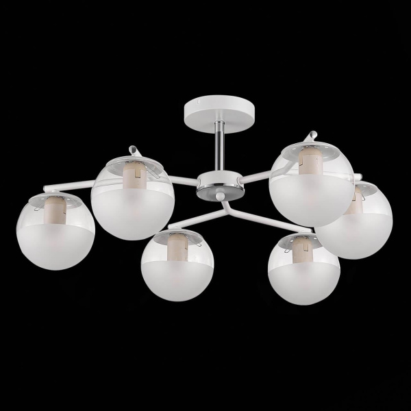 Купить Evoluce VERONA Белый, Хром/Прозрачный SLE106602-06 Светильник потолочный E27 6*60W