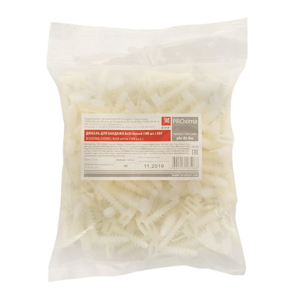 Купить EKF PROxima Дюбель для бандажа (6х35) белый (100шт.)