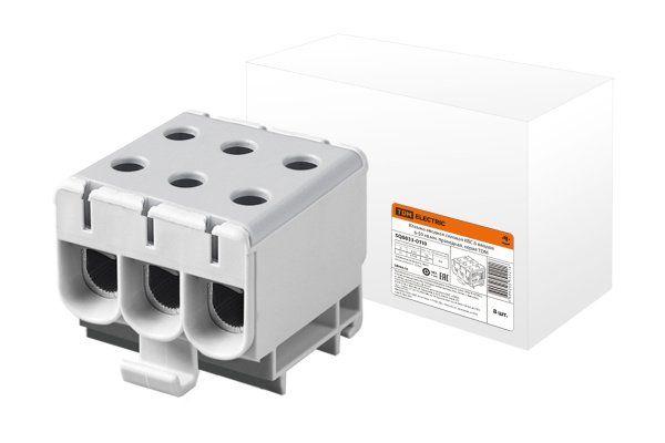 TDM Клемма вводная силовая КВС 6 вводов 6-50 кв.мм. проходная, серая SQ0833-0110