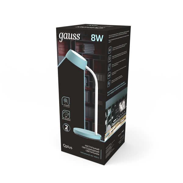 Купить Gauss Светильник настольный Qplus модель GTL602 8W 600lm 4000K 170-265V бирюзовый диммируемый LED 1/8 GT6023
