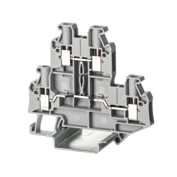 DKC Nuputuk Клемма двухуровневая, винтовой зажим, 4 точки подключения, 4 кв.мм, серая