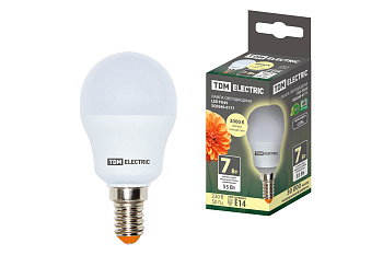 TDM Лампа светодиодная FG45-7 Вт-230 В-3000 К–E14 SQ0340-0177
