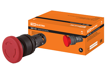 TDM Кнопка грибовидная, возврат поворотом SB7-CCS545 d35мм 1з+1р красная SQ0746-0048
