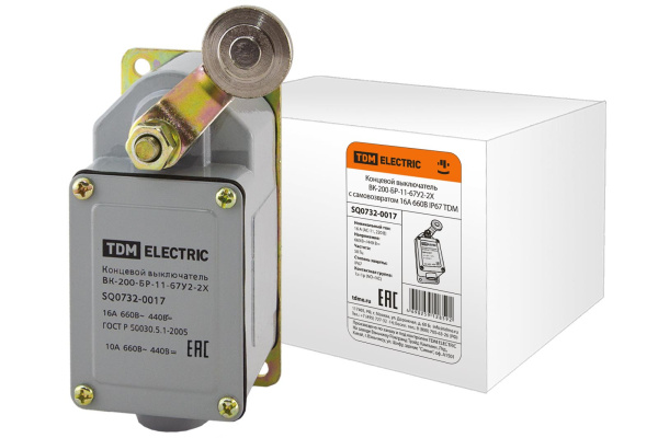 TDM Концевой выключатель ВК-200-БР-11-67У2-2X с самовозвратом 16А 660В IP67 SQ0732-0017