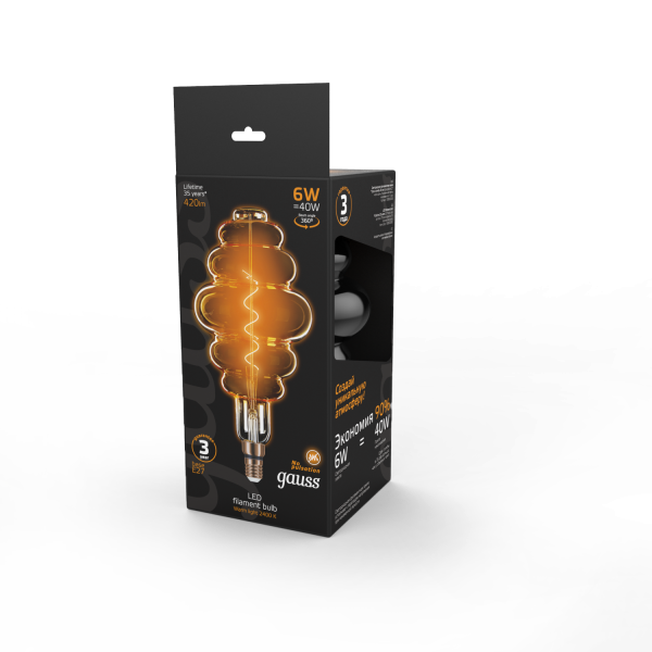 Gauss Лампа Filament Honeycomb 6W 420lm 2400К Е27 golden flexible LED 158802006 Купить Gauss Лампа Filament Honeycomb 6W 420lm 2400К Е27 golden flexible LED 158802006