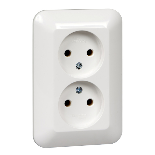 SE Wessen Прима внутр Бел Розетка 2-ая б/з без шторок 10А (в сборе) (индивид.упак.) RS16-211-BI