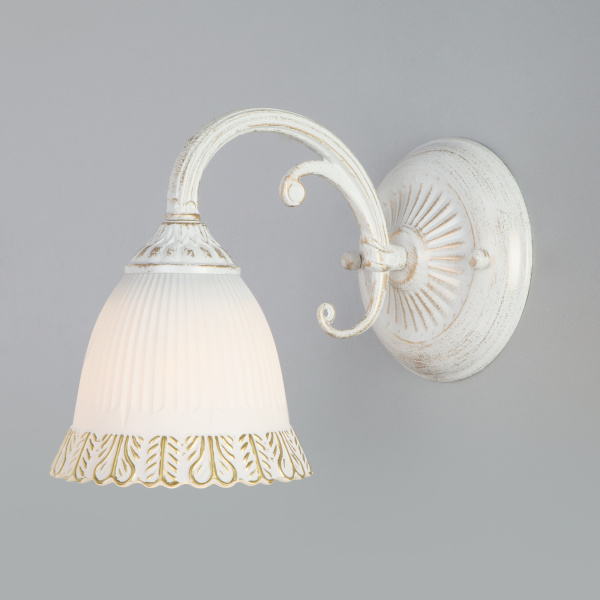 Eurosvet Классическое бра со стеклянным плафоном 60107/1 белый с золотом a045769