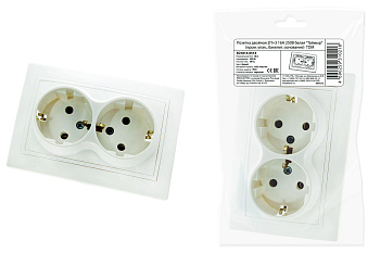 TDM Розетка двойная 2П+З 16А 250В белая "Таймыр" (пром. упак., бакелит. основание) SQ1814-0514